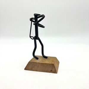 MCM Metal Golfer Sculpture Figurine Minimalist Iron Art Golf Player Statue Decor
